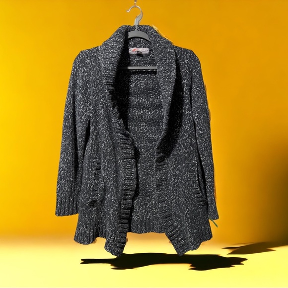 Eddie Bauer S Black Heather Knit Cardi Sweater - Picture 1 of 11